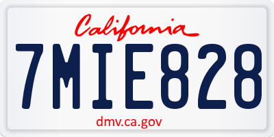 CA license plate 7MIE828