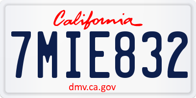 CA license plate 7MIE832