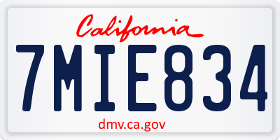 CA license plate 7MIE834