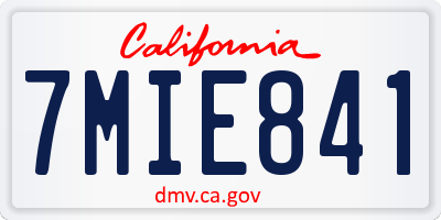 CA license plate 7MIE841