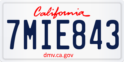 CA license plate 7MIE843