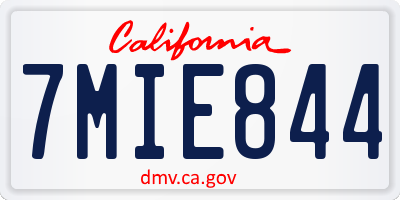 CA license plate 7MIE844