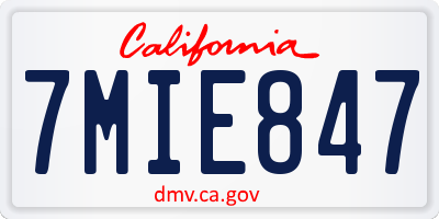 CA license plate 7MIE847