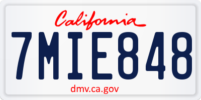 CA license plate 7MIE848