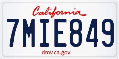CA license plate 7MIE849