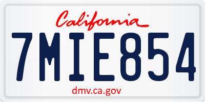 CA license plate 7MIE854