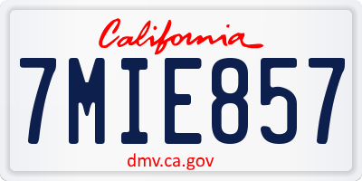 CA license plate 7MIE857
