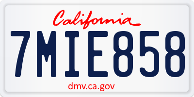 CA license plate 7MIE858