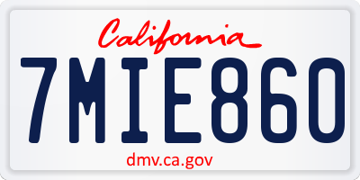 CA license plate 7MIE860
