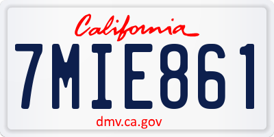 CA license plate 7MIE861