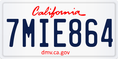 CA license plate 7MIE864