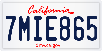 CA license plate 7MIE865