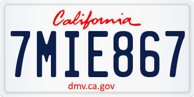 CA license plate 7MIE867