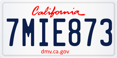 CA license plate 7MIE873