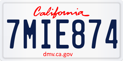 CA license plate 7MIE874