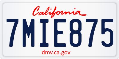 CA license plate 7MIE875