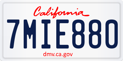CA license plate 7MIE880