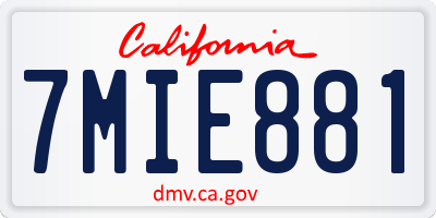 CA license plate 7MIE881