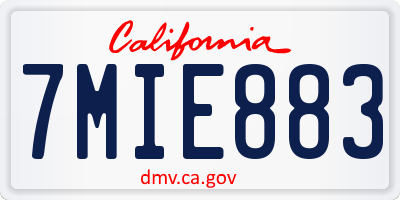 CA license plate 7MIE883