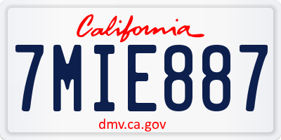 CA license plate 7MIE887