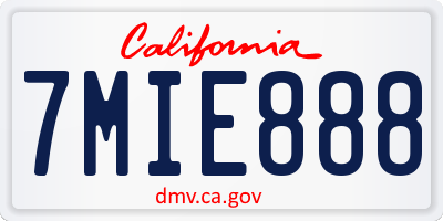 CA license plate 7MIE888
