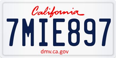 CA license plate 7MIE897
