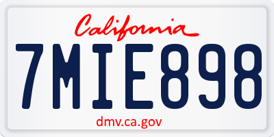 CA license plate 7MIE898