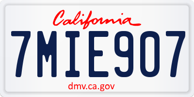 CA license plate 7MIE907