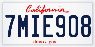 CA license plate 7MIE908