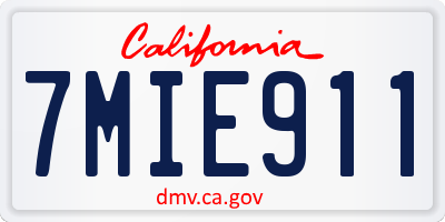 CA license plate 7MIE911