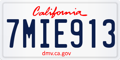 CA license plate 7MIE913