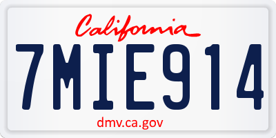 CA license plate 7MIE914