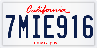 CA license plate 7MIE916