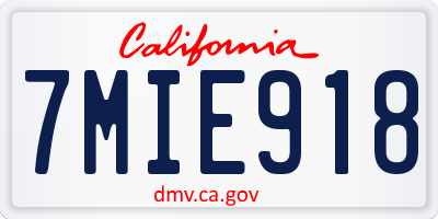 CA license plate 7MIE918