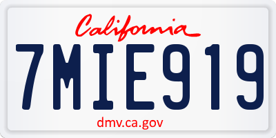 CA license plate 7MIE919