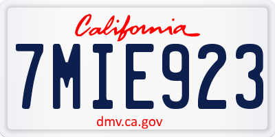 CA license plate 7MIE923