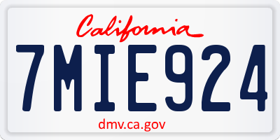CA license plate 7MIE924
