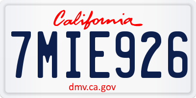 CA license plate 7MIE926