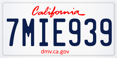 CA license plate 7MIE939