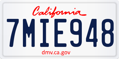 CA license plate 7MIE948