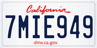 CA license plate 7MIE949