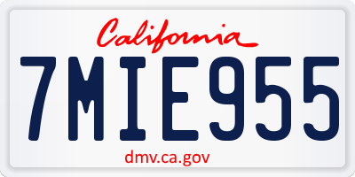 CA license plate 7MIE955