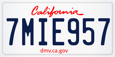 CA license plate 7MIE957