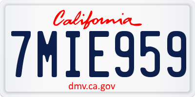 CA license plate 7MIE959