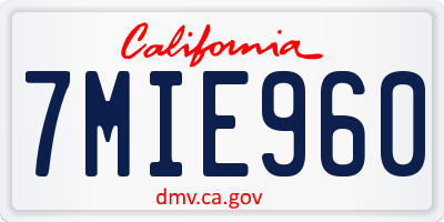 CA license plate 7MIE960