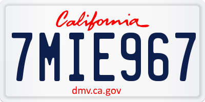 CA license plate 7MIE967