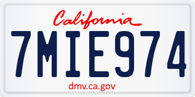 CA license plate 7MIE974