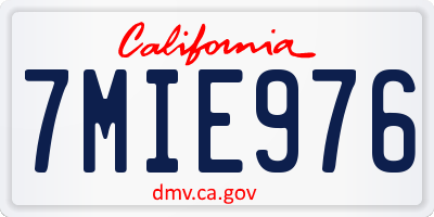 CA license plate 7MIE976