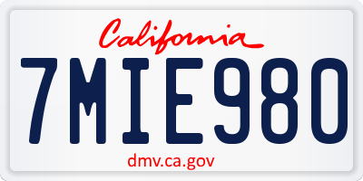 CA license plate 7MIE980