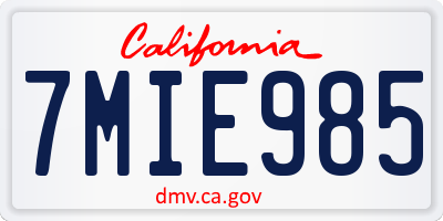 CA license plate 7MIE985